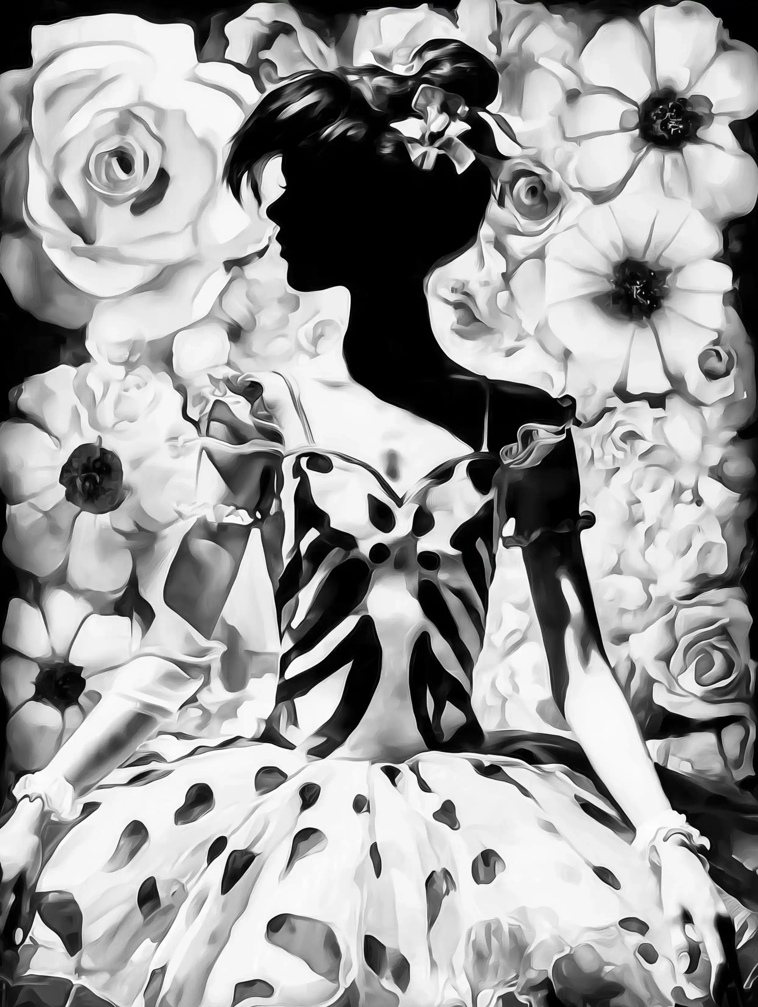 Free ballerina coloring page for adults featuring polka dot skirt ballerina